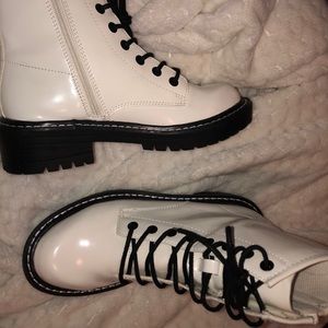 White combat boots